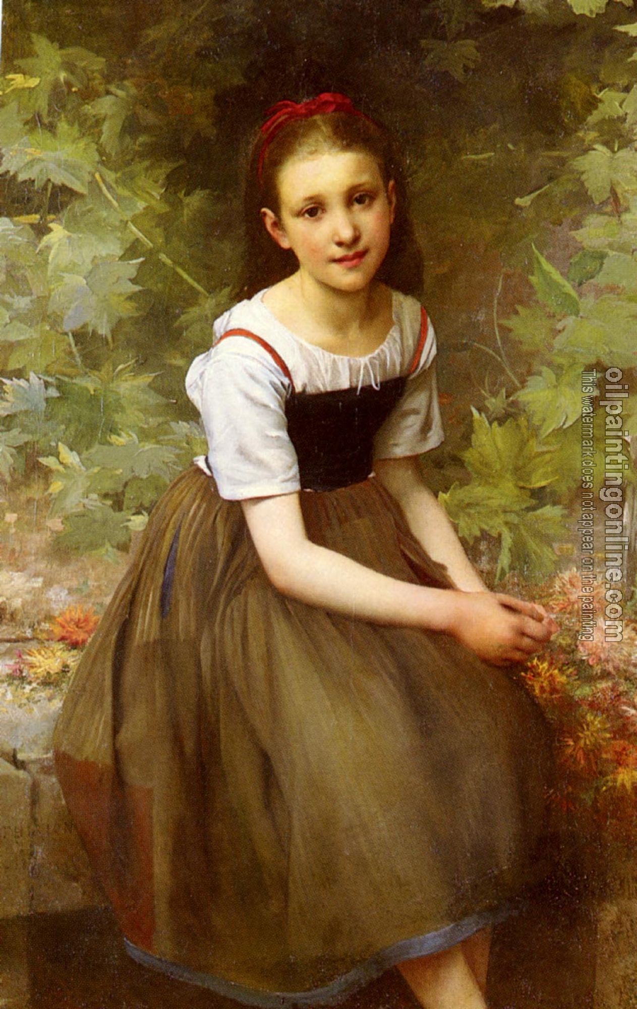 Thirion, Charles Victor - Une Jeune Fille Aux Fleurs